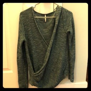 Free People green cross cross sweater size medium